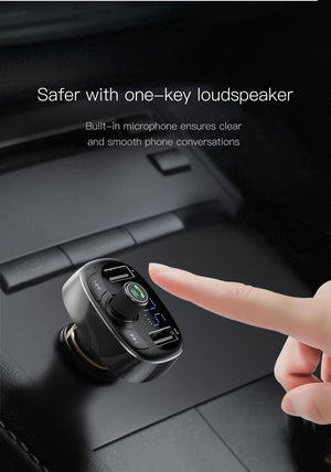 Baseus Car Charger FM Transmitter Aux Modulator Bluetooth Handsfree Car Audio MP3 Player 3.4A Fast Dual USB Mobile Phone Charger - coolelectronicstore.com