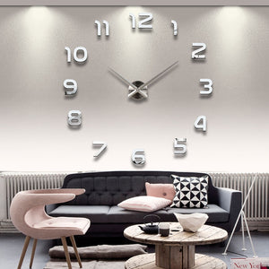 New Clock Watch Wall Clocks Horloge 3d Diy Acrylic Mirror Stickers Home Decoration Living Room Quartz Needle - coolelectronicstore.com
