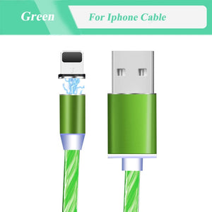 LED Lighting Magnetic Charging Micro USB Cable Fast Charging USB Type c Cable For Iphone 7 8 6 6s Plus X XR XS Max Charger Cable - coolelectronicstore.com